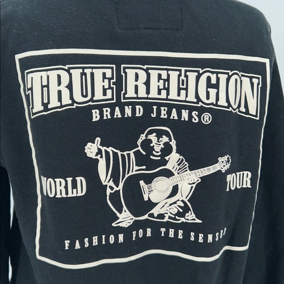 True Religion World Tour Zip Hoodie Women’s Large Black Buddha Graphic - Picture 7 of 12